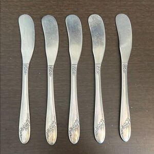 Queen Bess II Silver Plated Butter Spreaders Set of 5
